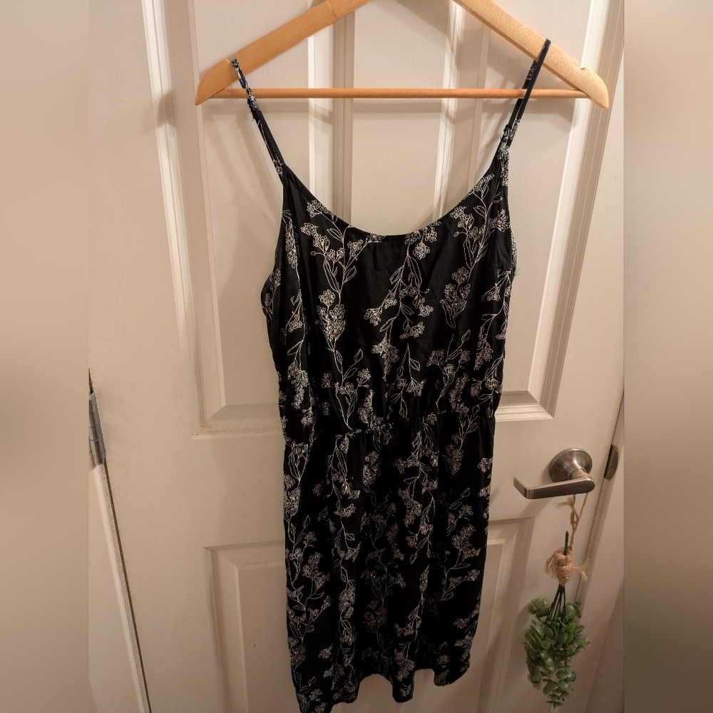Y2K Black and White Floral Slip Dress